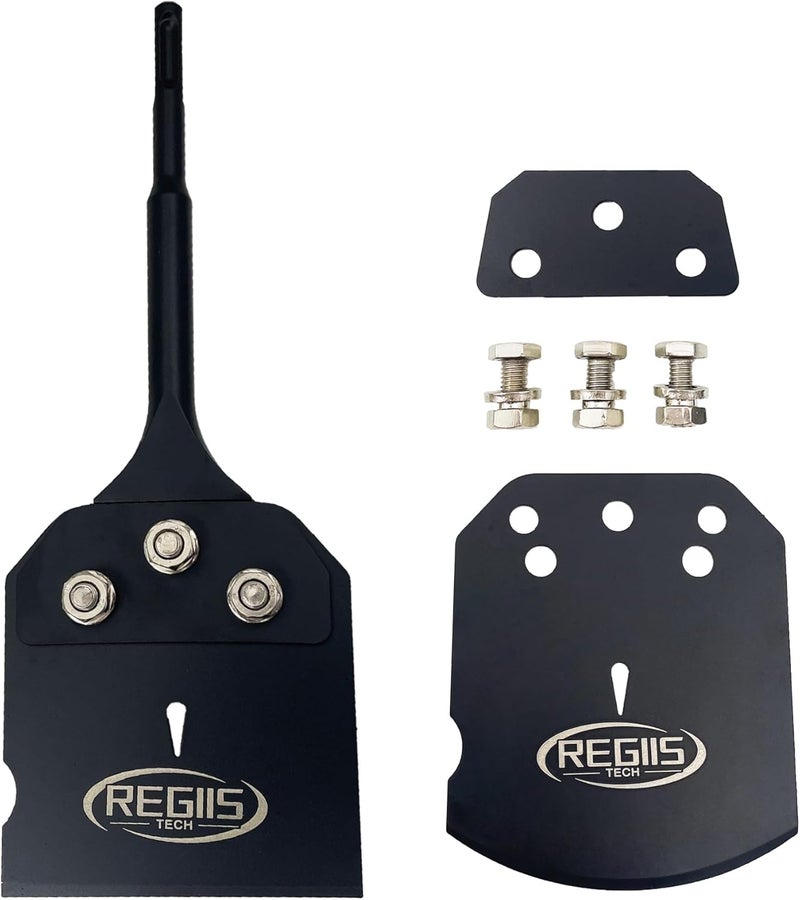 Regiis Tech SDS Plus Floor Scraper 4 in. x 10 in. Wide Tile Flooring Adhesives Remover Black Painted,Thinset Removal Tool Chisel Bit with Spare Blades for Rotary Hammer Drill - Image 1